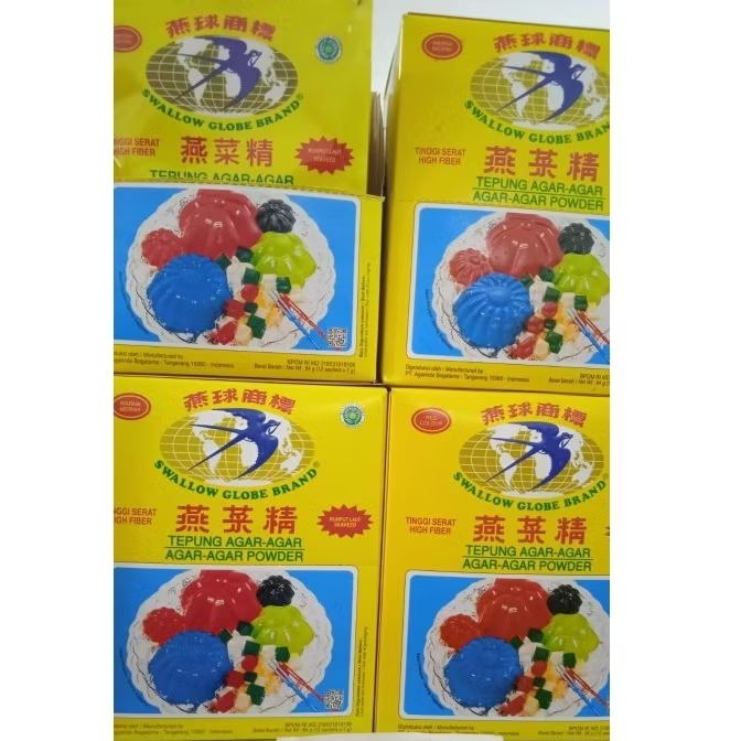 

Tepung Agar agar Swallow Globe 1box (isi 12 sachet)