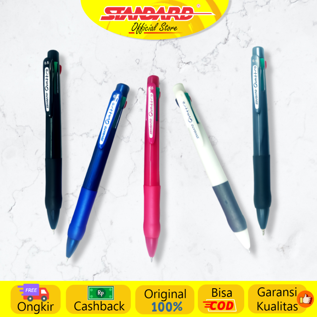 

Standard - Pen Quattro 0.5 Oil Gel - 4 IN 1 / Satuan ( Pulpen, Pena, Ballpoint, Alat Tulis )