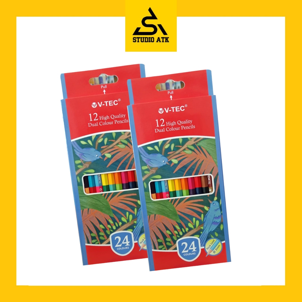 

PENSIL WARNA 12 HIGH QUALITY DUAL COLOUR 24W V-TEC