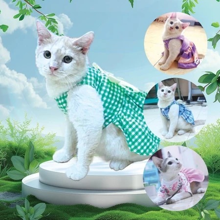 DRESS KUCING - Baju Kucing Rok Kucing Dress Pesta Kucing Aksesoris Kucing Fashion Kucing Pakaian Hew