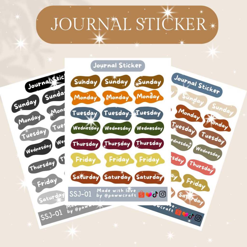 [paww craft] Stiker jurnal hari daily journal sticker vintage black and white aesthetic deco catatan