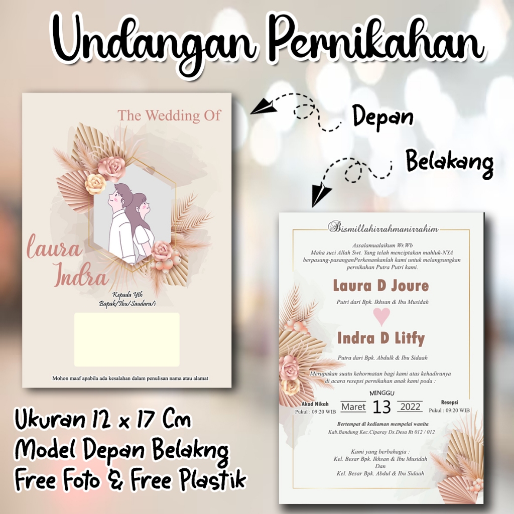 Undangan Pernikahan NK Undangan Nikah Simple Undangan Wedding Simple Surat Undangan Pernikahan