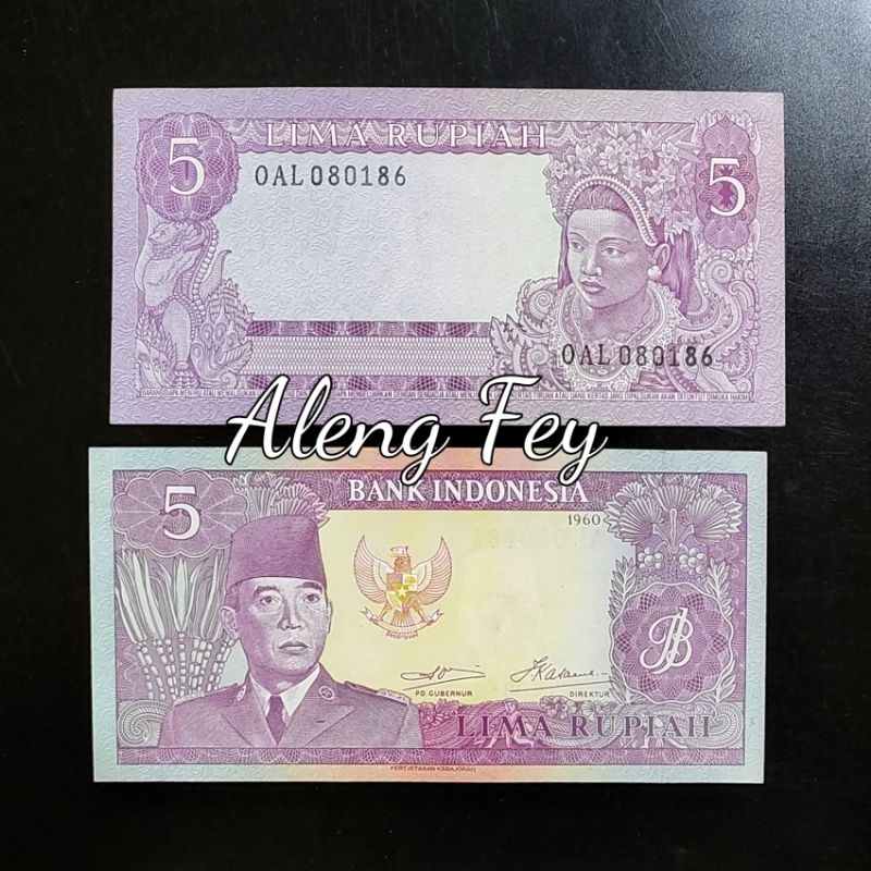 uang kuno Seri Sukarno 5 Rupiah 1960