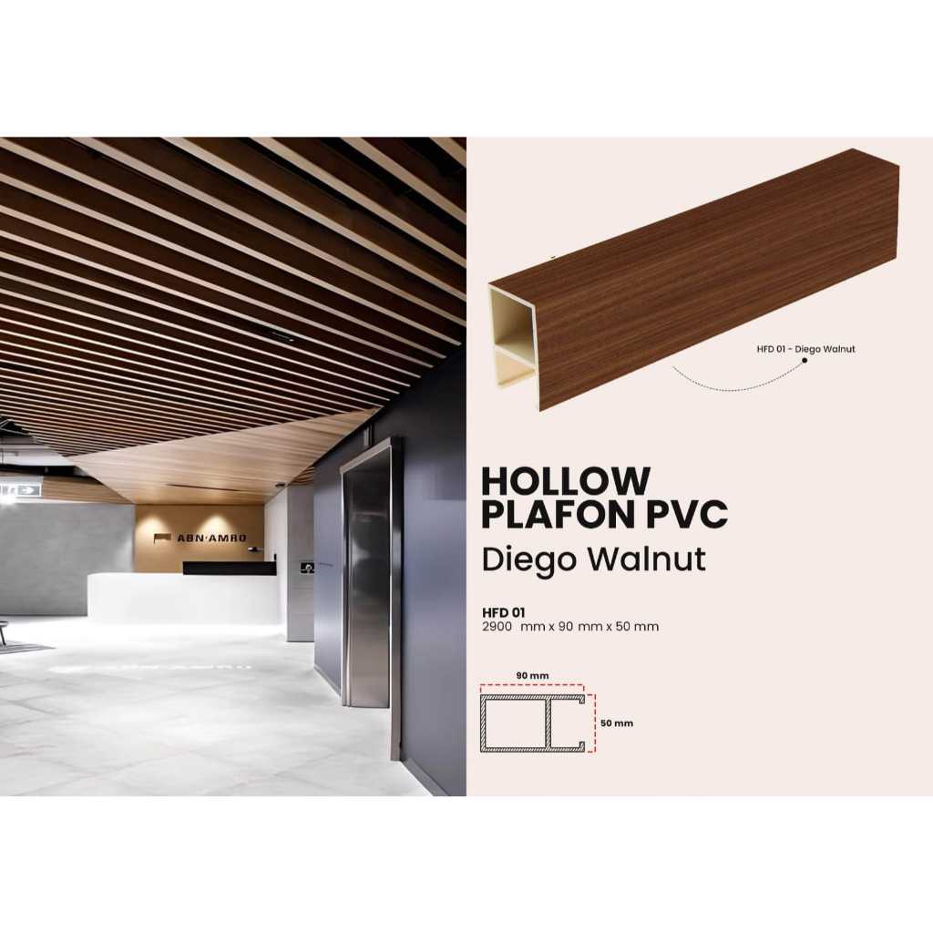 Plafon wpc Diego Walnut minimalis perbatang