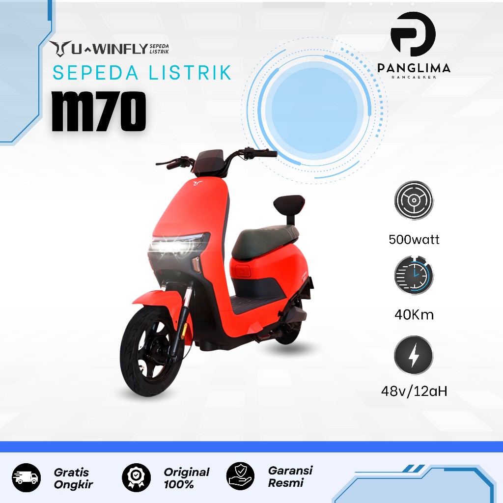 KIRIM INSTAN - Sepeda Listrik U-winfly M70 Dengan Baterai 48V 12Ah Dinamo Power 500Watt 40/50Km Gara