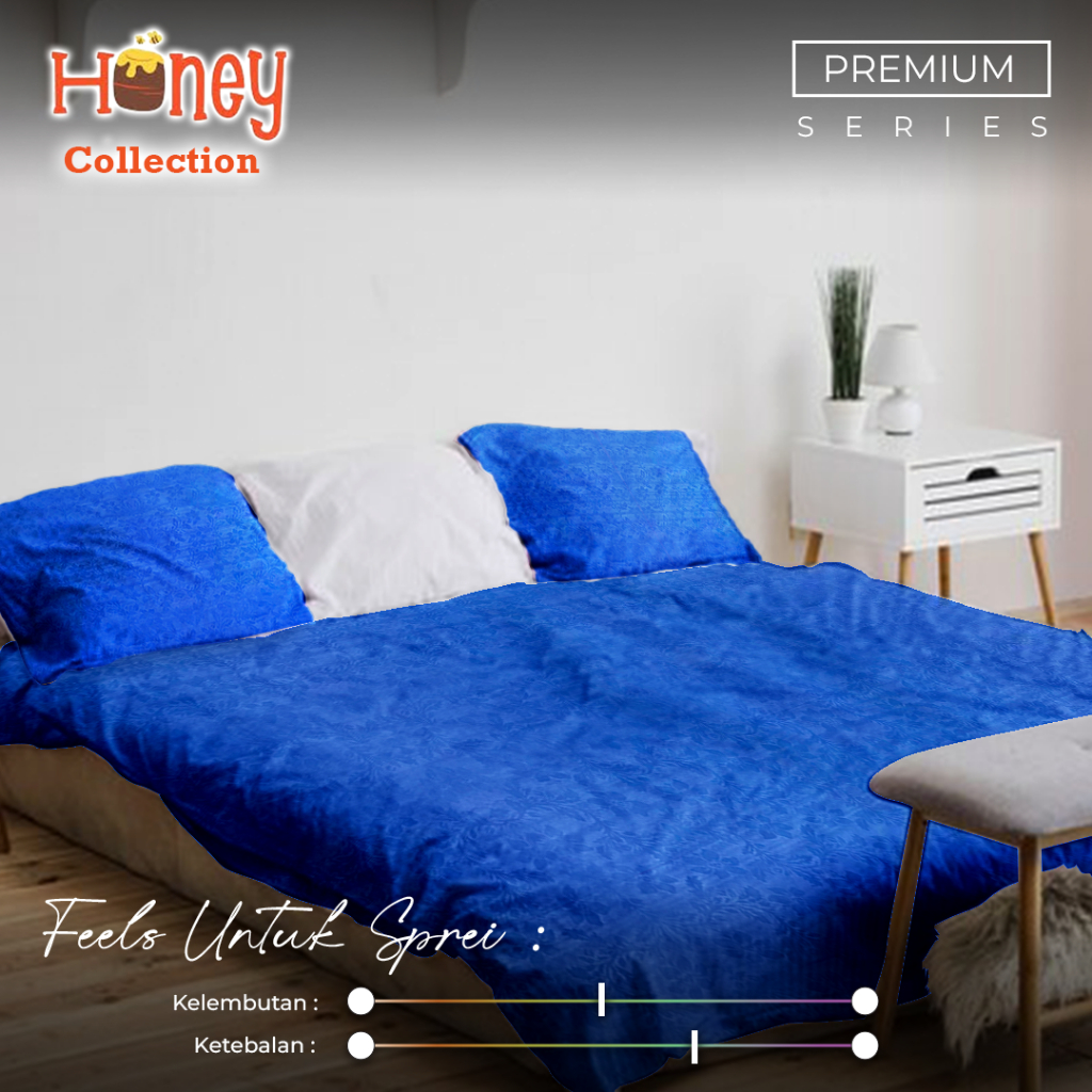 Sprei Motif Bunga Transparant Warna Biru ukuran 180x200 (Double) Free Sarung Bantal & Guling