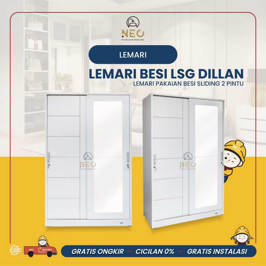 NEO - LEMARI PAKAIAN SLIDING 2 PINTU MINIMALIS PINTU GESER PUTIH AESTHETIC PONTIANAK