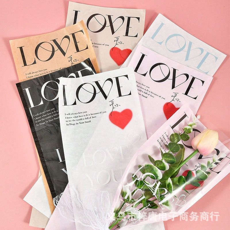 

PLASTIK SAJA - Pembungkus Bunga LOVE Bouquet Mawar Bungkus Buket Bucket Lov Plastic Singel Single Satuan Rose Ros Tulisan Lope Lop Kertas Cello Cellophane Kuncup Wrap Wrapping Valentine Valentin Hati Flower Sleeve Kantong Celo Wraping Transparan Bening