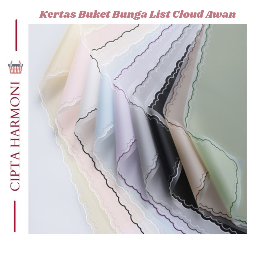 

20 LEMBAR KERTAS BUKET BUNGA CELLOPHANE FRAME TRANSPARAN DENGAN MODEL LIST CLOUD AWAN FLORIST KB017