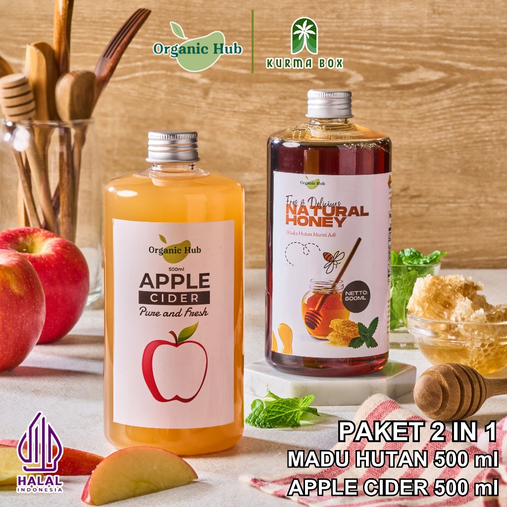 

Organic Hub Paket 2in1 Madu Hutan Murni Organik 500 ML Cuka Apel Original With Mother Murni 500 ML