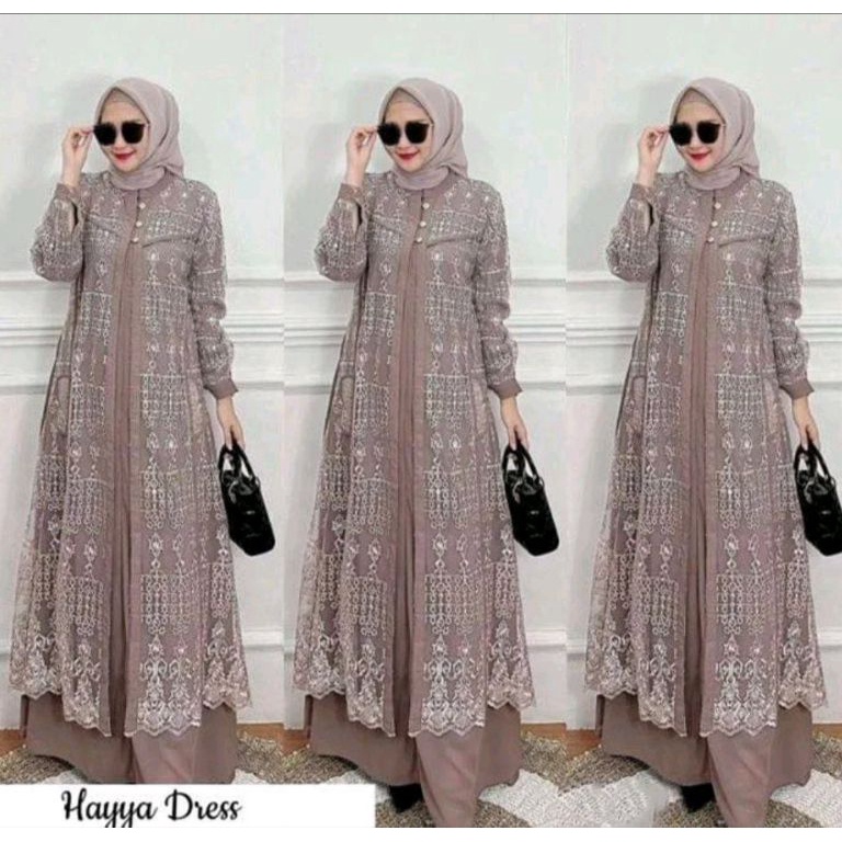 Recomended TERMURAHHAYYA DRESS GAMIS KONDANGAN LENGKAP SET HIJAB PASMINAGAMIS BROKAT TILE GAMIS PUTI