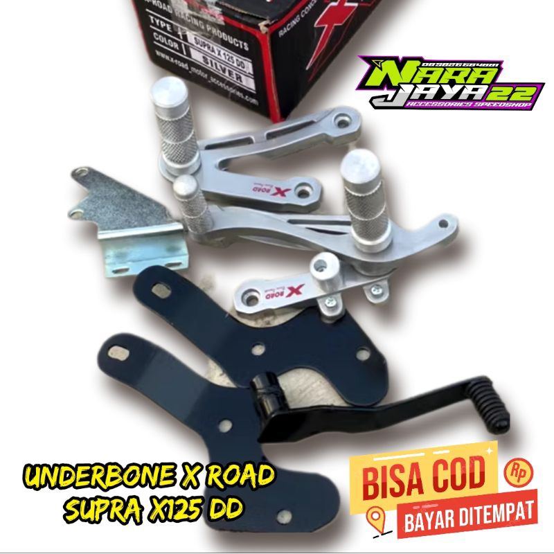 FOOTSTEP UNDERBONE X ROAD SUPRA 125 DD(dobel disk) sett Breket (free stiker)