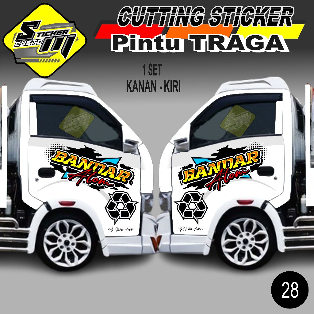 CUTTING STICKER PINTU SAMPING MOBIL PICKUP TRAGA BANDAR ATOM DLL SP 28
