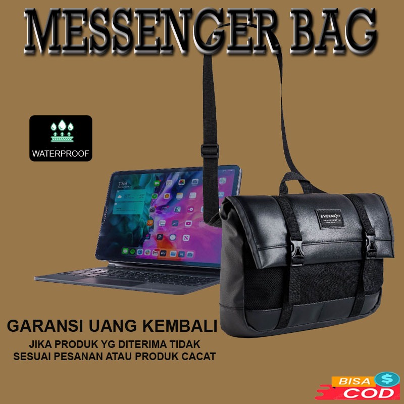 Tas selempang bahu unisex pria millenial waterproof tas sling bag messenger bag ipad cowok tas slemp