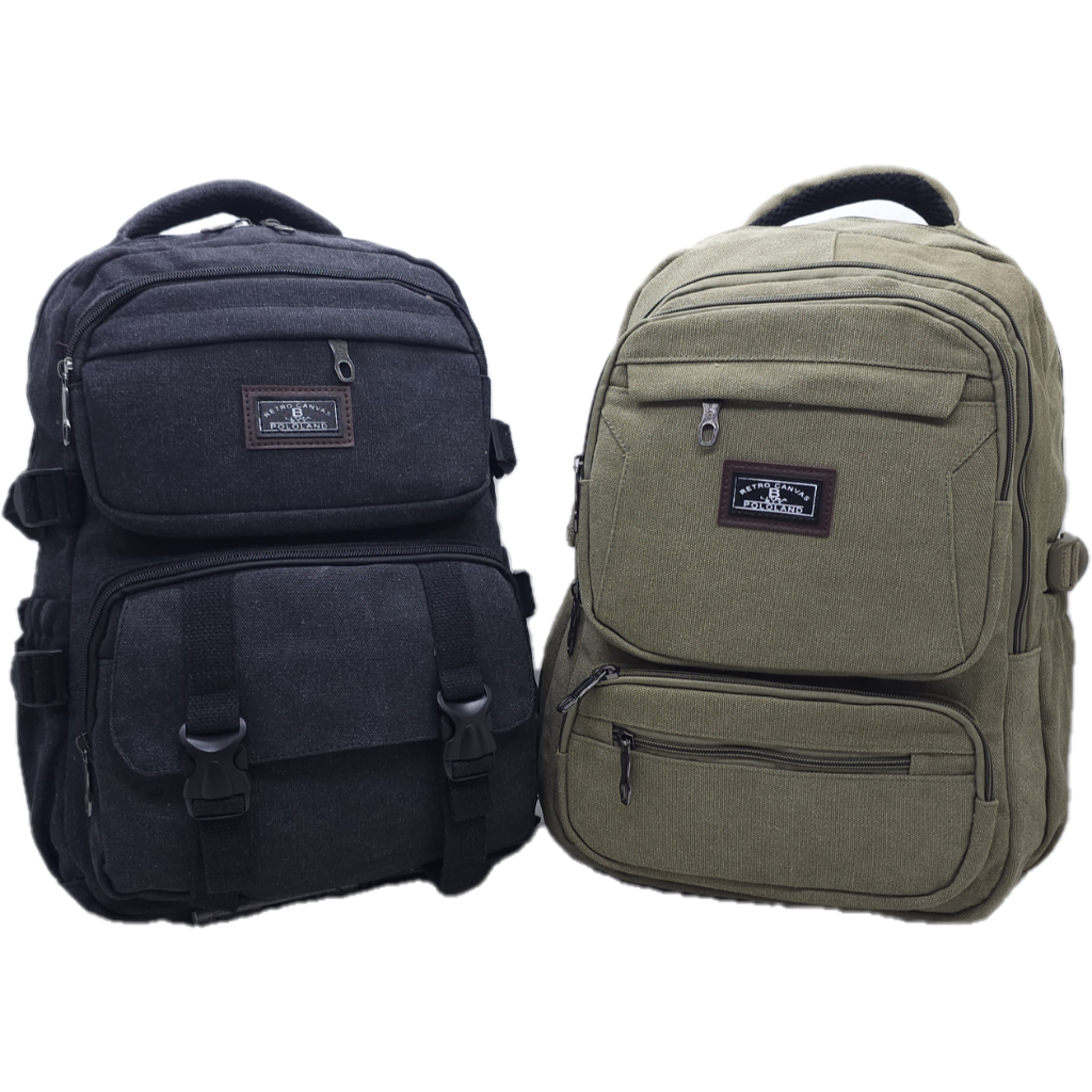 TAS KANVAS POLO LAND 18 INCHI 6 RUANG MURAH BESAR TEBAL / RANSEL KAIN KANVAS POLO LAND 6 RUANG COLOR