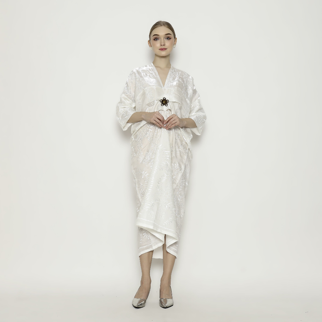 Senorita x Rinjanie - Kaftan Raya - Kaftan Modern Remaja - Kaftan Bordir Premium - Kaftan Putih - Ka