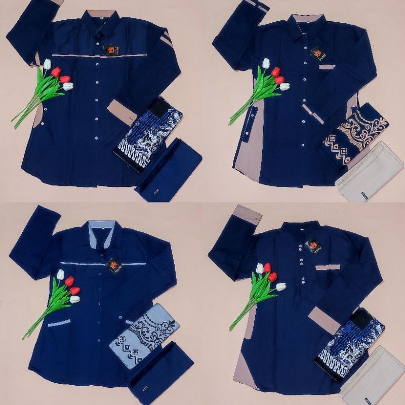 Setelan Baju Santri Putri Warna Navi Banyak Varian Model | Setelan Santriwati | Set Santri Putri | S