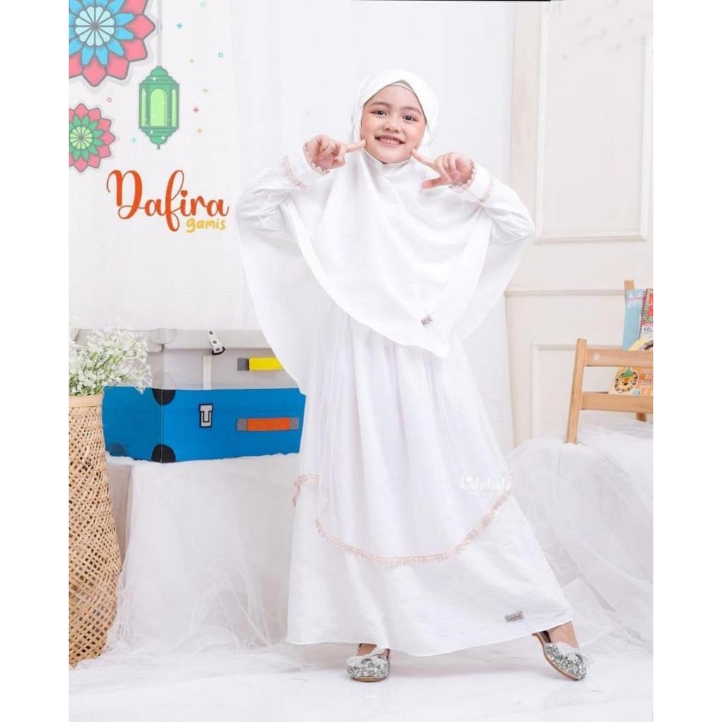 gamis Putih anak perempuan Gamis Putih Anak Lebaran Set Hijab Anak 1-12Tahun  Terbaru