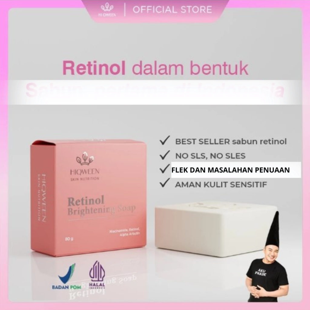 HIQWEEN RETINOL BRIGHTENING SOAP | EXTRA GLOWING HIQWEEN SKINCARE OFFICIAL STORE ORIGINAL BPOM 100℅