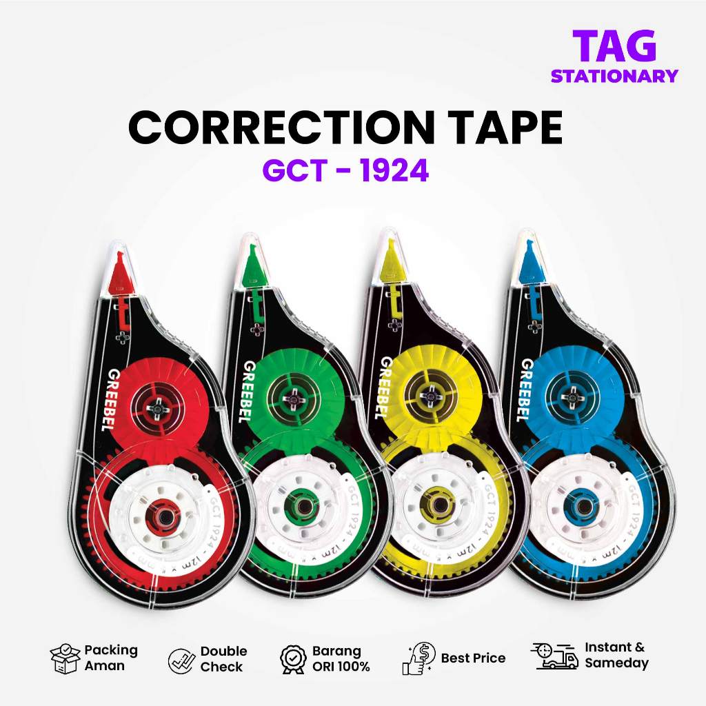 

GREEBEL Correction Tape Tip Ex Kertas GCT-1924 / Correction Tape Timur Agung Grosir