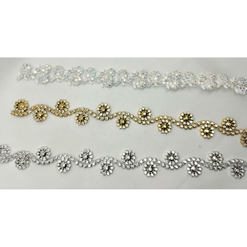 Aplikasi mata meteran/ batu diamond baju (harga/50cm)