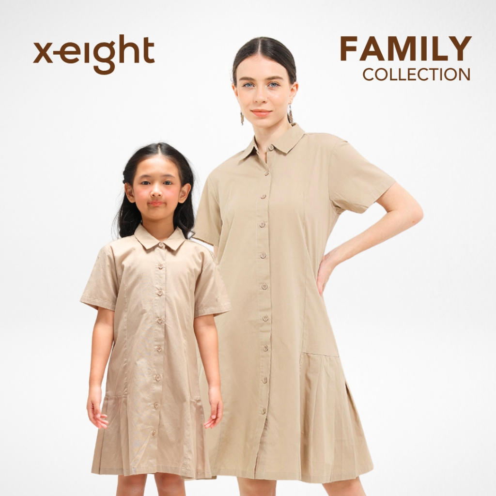 X EIGHT Kailani Dresses Couple Family - Dress Pleats Couple Ibu Anak