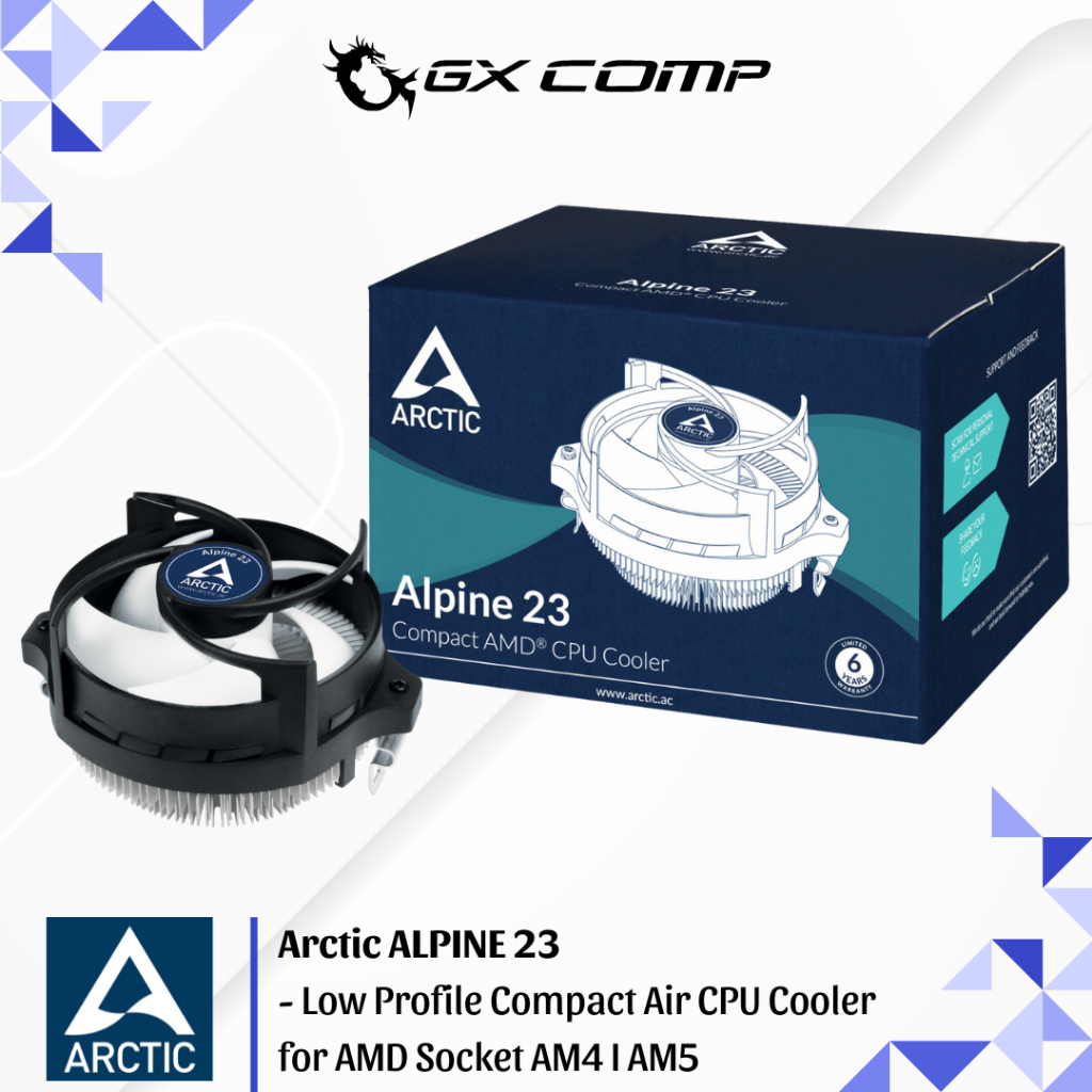 Arctic ALPINE 23 - Low Profile Compact Air CPU Cooler for AMD Socket AM4 I AM5 - ALPINE 23