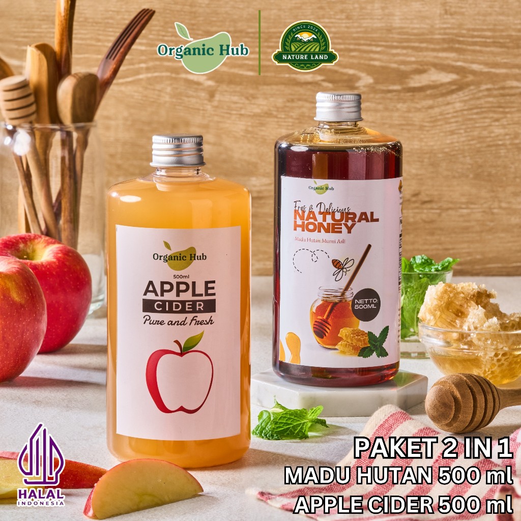 

Organic Hub Paket 2in1 Madu Hutan Murni Organik 500 ML Cuka Apel With Mother Murni 500 ML