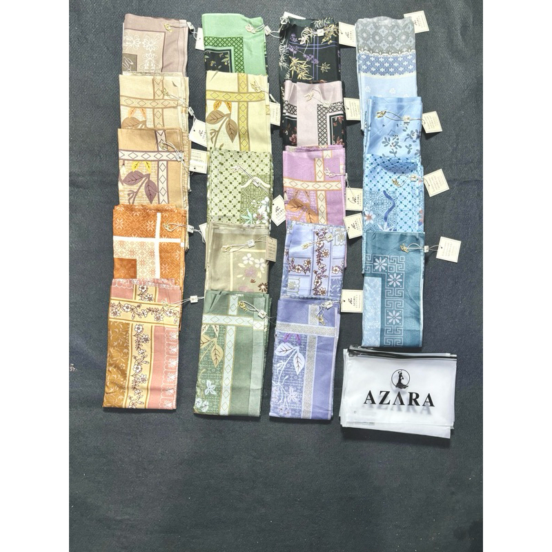 Hijab Motif AZARA | segi empat Voal Azara dapat pouch
