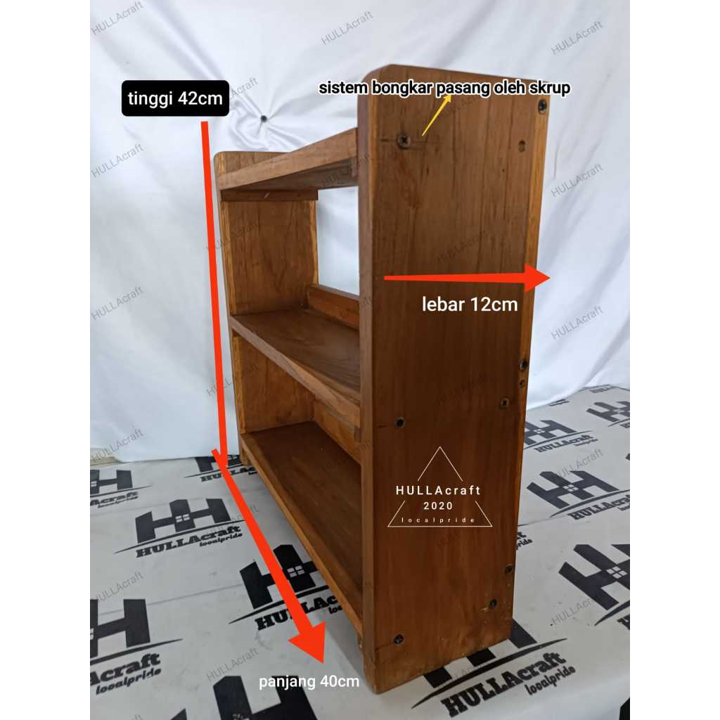 MURAH RAK KAYU 3 SUSUN KAYU JATI/RAK NOVEL KAYU/RAK KOSMETIK 3 SUSUN