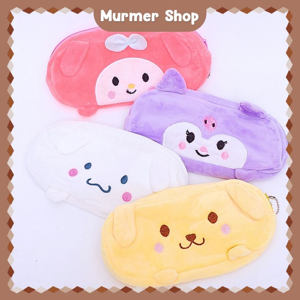 

Kotak Pensil Plushy Sanrio Tempat Pouch Pencil Wadah karakter Kuromi Pom Purin Cinnamoroll My Melody
