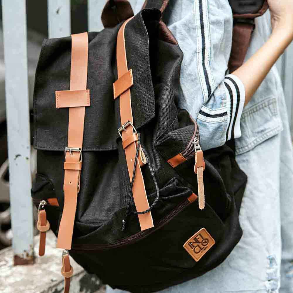 Tas Ransel Backpack Wanita Terbaru Tas Sekolah Kerja Cewek Polos Hitam