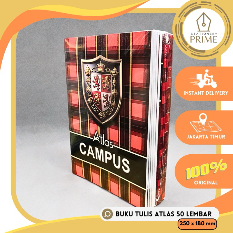 

Buku Tulis ATLAS CAMPUS 50 Lembar ukuran BOXY / MAXI 25x18cm untuk Pelajar SMP & SMA ( 1 Pak isi 10 Buku )