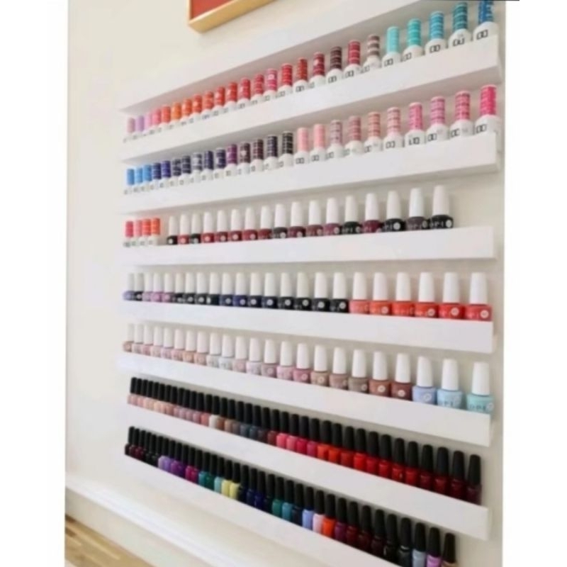 Rak Dinding Ambalan Minimalis 80cm / Rak Pajangan Kayu / Floating Shelf / Rak Kutek Nail Art Paku & 