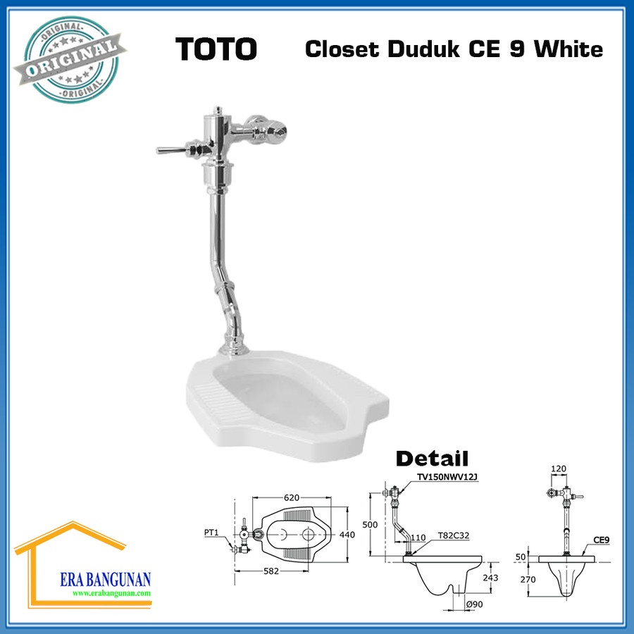 Closet Jongkok Flush TOTO CE 9 / Kloset TOTO CE9 COMPLETE SET