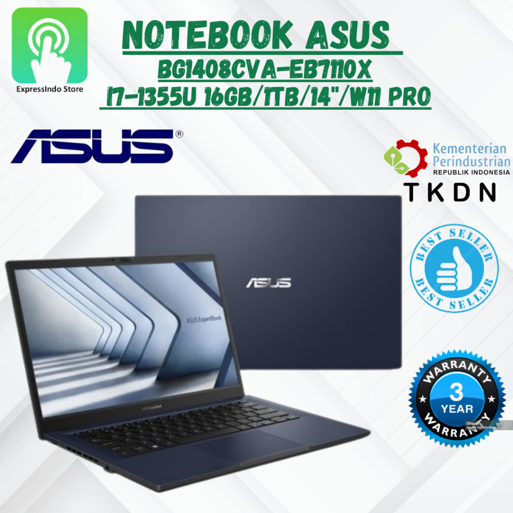 ASUS Notebook  BG1408CVA-EB7110X i7-1355U i7-1355U 16GB/1Tb 14” inch TKDN +BMP wind 11 Pro Garansi 3