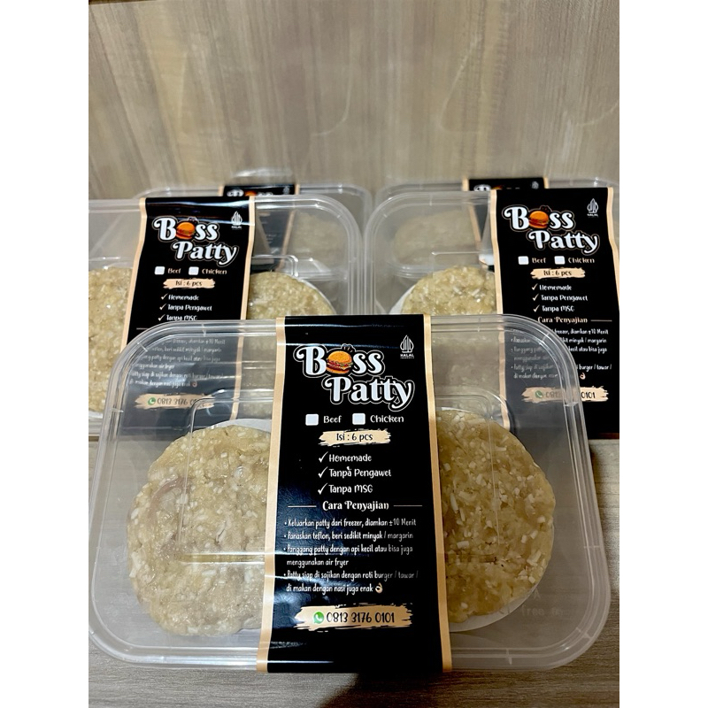 

boss chicken patty (daging ayam isian burger)