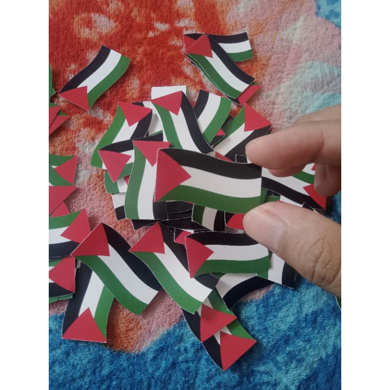 

Stiker Pipi Bendera Indonesia/Palestine PVC Glossy Waterproof - Stiker Bendera Indonesia/Palestina satuan untuk Pipi Custom