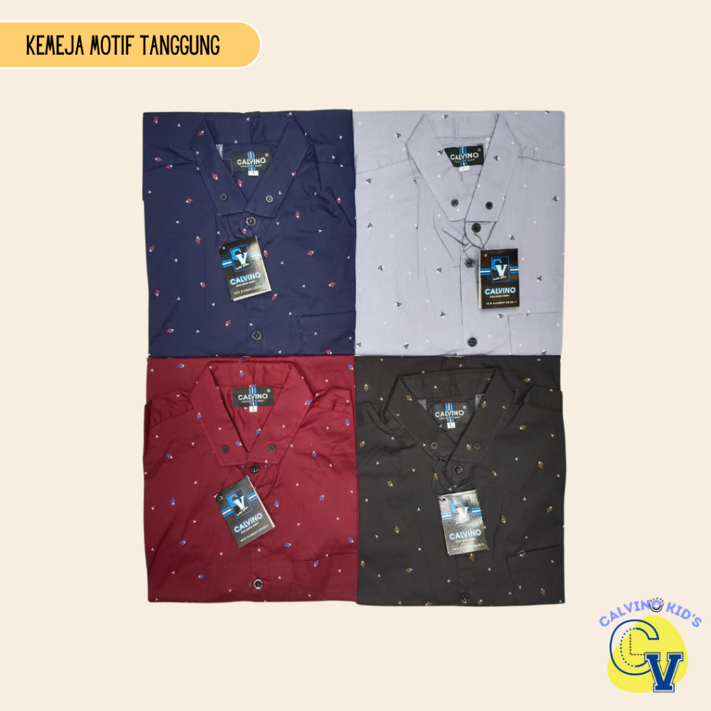 Baju Kemeja Anak Tanggung Remaja Laki-laki CALVINO usia 12-15 tahun ABG Cowok Katun Sretch Lengan Pe