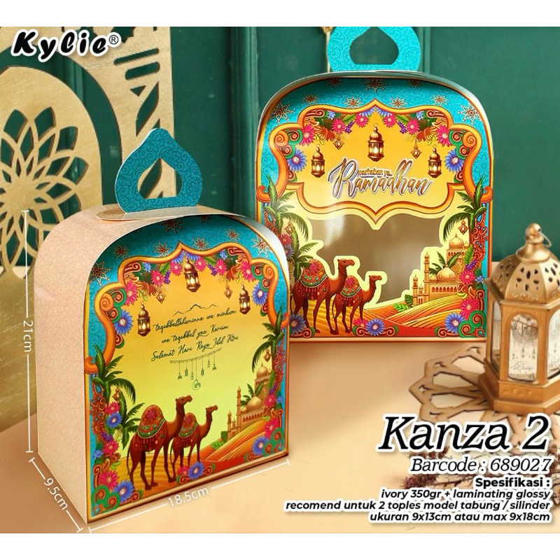 

KANZA 2 - (1pcs) Box Hampers Idul Fitri Lebaran Toples Tabung Jar 750ml atau 1000ml isi 2