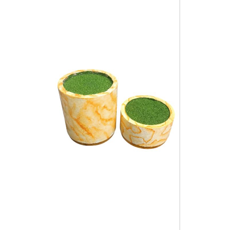 pot motif marmer busa lumut ijo / pot kayu marbel  busa / pot bulat motif marmer