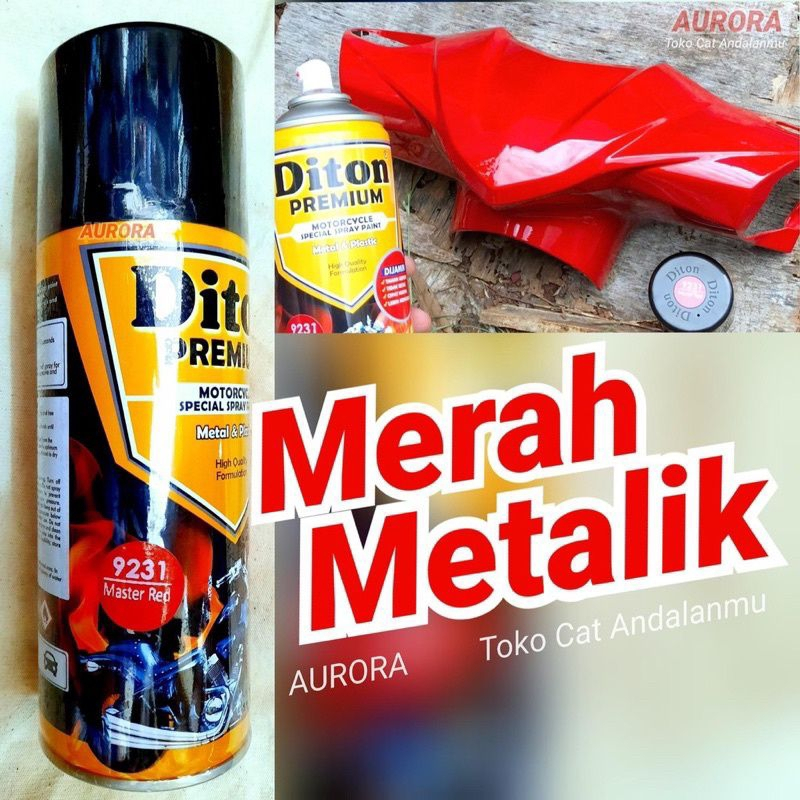 Pilok Diton Premium Master Red 9231 Merah Metalik Honda 400ml | Cat Semprot Sepeda Motor Mobil