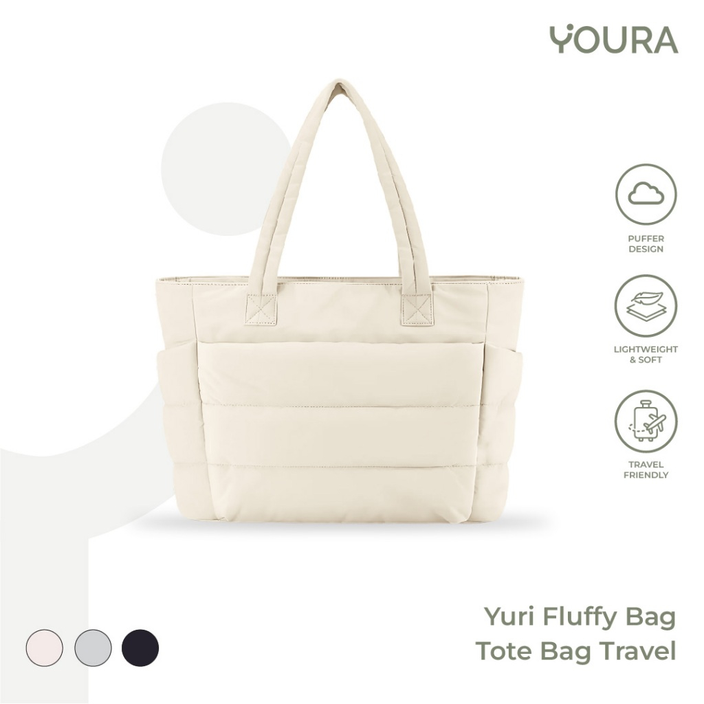 YOURA - YURI Bag Tas Wanita Fluffy Tote Bag Travel Bag Tas Wanita Gym Yoga Olahraga Sport Bag Waterp