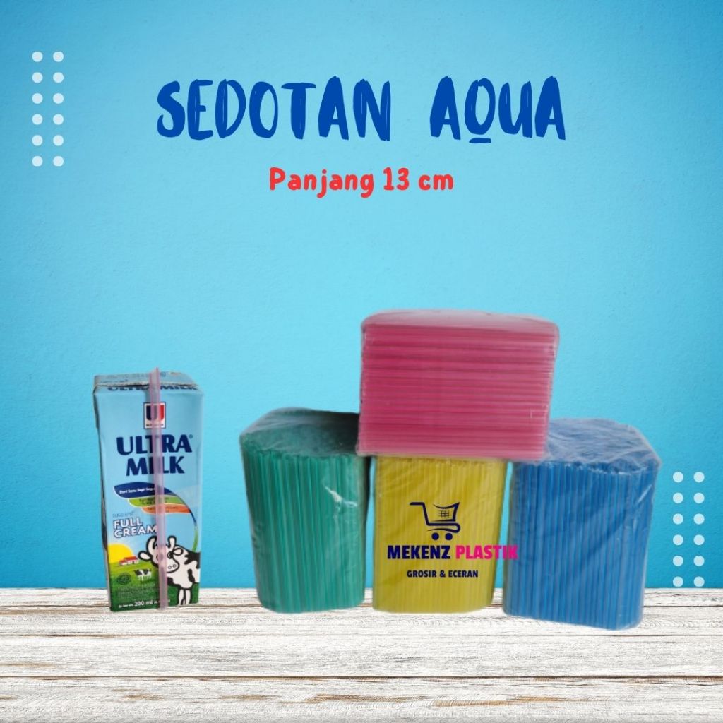 Sedotan Plastik Aqua Teh Gelas Kecil 4mm Panjang 13cm