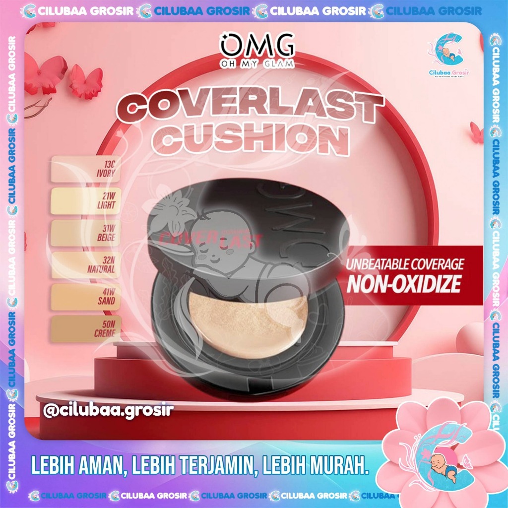 OMG Oh My Glam Coverlast Cushion 15g || Cushion Foundation Concealer Skin Tint Make Up || High Cover