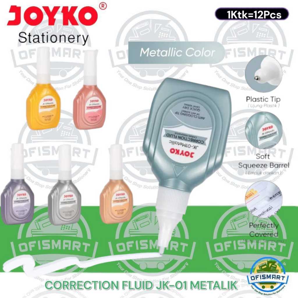 

Joyko Correction Fluid Cairan Koreksi JK-01 Metallic | @ 1Ktk= 12 Botol
