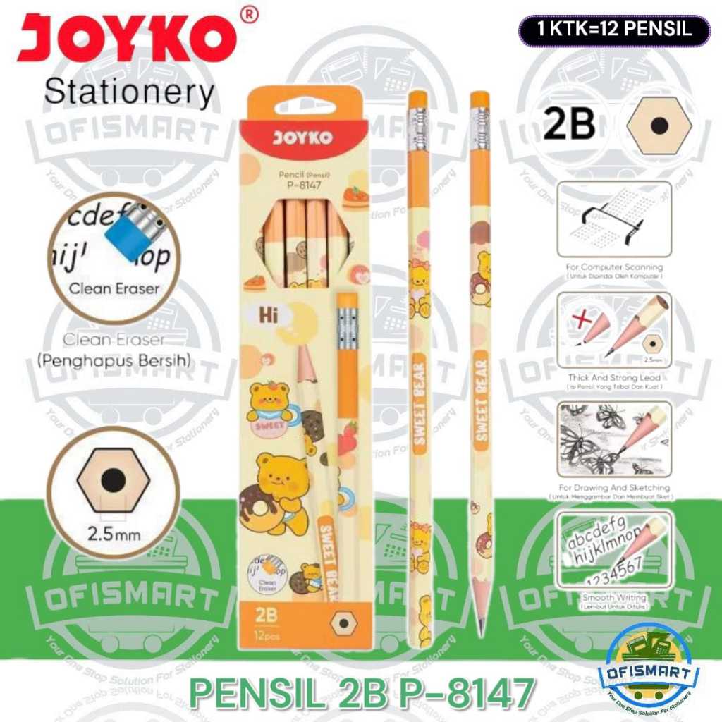 

Joyko Hexagonal Grip 2B Pensil P-8147 Sweet Bear | @1Ktk=12 Pencil