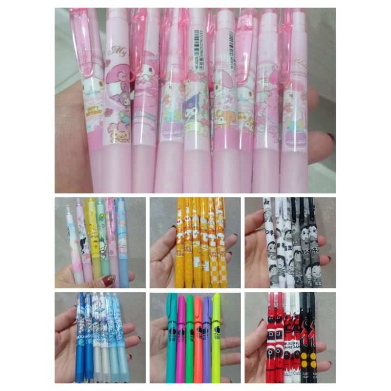 

Pulpen gel 0.5 mm bolpoint cetekan kartun sanrio melody kuromi squidgame