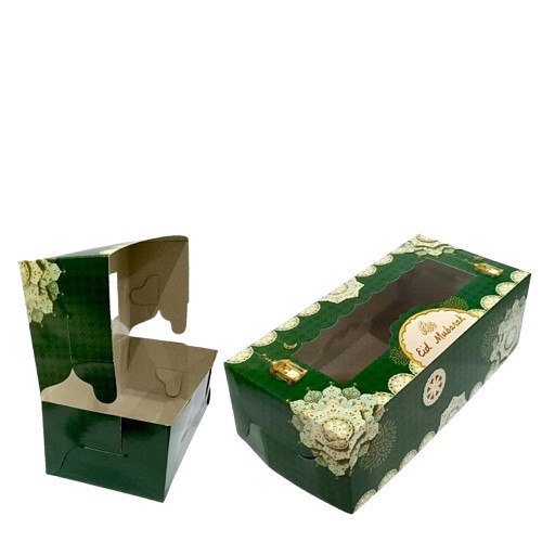 

5 Pcs Dus Hampers Brownies Idul Fitri Box Cake Motif Hijau Tua Lebaran 25x12x8 cm