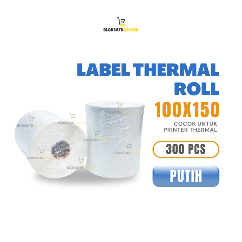 

Thermal 100x150 mm 300pc Kertas Stiker Label | Label Tiker Resi | Kertas Resi Shipping